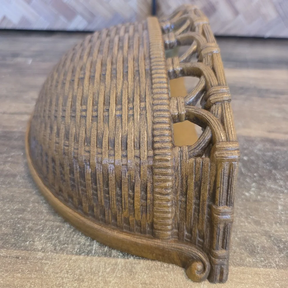 Vintage Homco Syroco Resin Wall Pocket Wicker Woven Basket 10